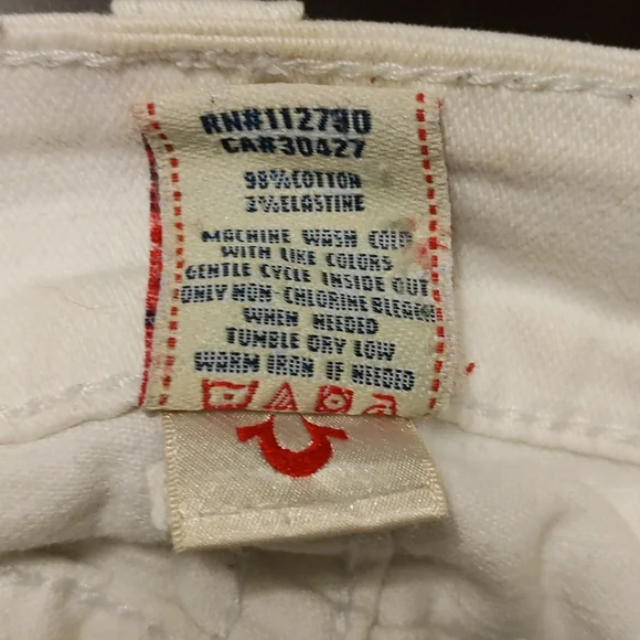 True Religion white boot cut jeans with blue crystals - Picture 9 of 10